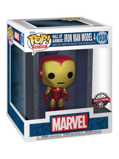 Funko Pop! Deluxe: Marvel Hall of Armor: Iron Man Model 4 (Metallic) (PX Previews Exclusive) #1036 Bobble-Head Vinyl Figure