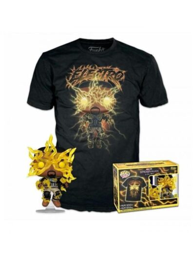 Funko Pop! & Tee (Adult): Marvel Spider-Man No Way Home S3 - Electro (Glows in the Dark) Vinyl Figure & T-Shirt (S)