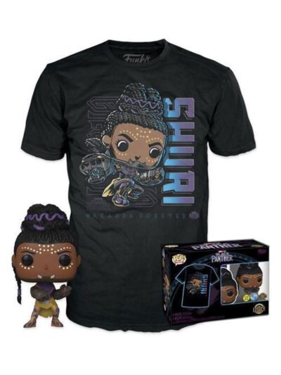 Funko Pop! & Tees (Adult): Marvel Black Panther - Shuri (Glows in the Dark) Bobble-Head Vinyl Figure & T-Shirt (S)
