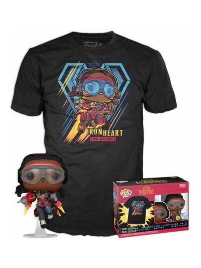 Funko Pop! & Tee (Adult): Marvel Black Panther Wakanda Forever - Iron Heart Riri Williams (Glows in the Dark) Bobble-Head Vinyl Figure and T Shirt (S)
