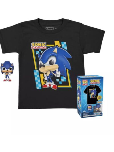 Funko Pocket Pop! & Tee (Child): Sonic (Flocked) Vinyl Figure and T Shirt (L)