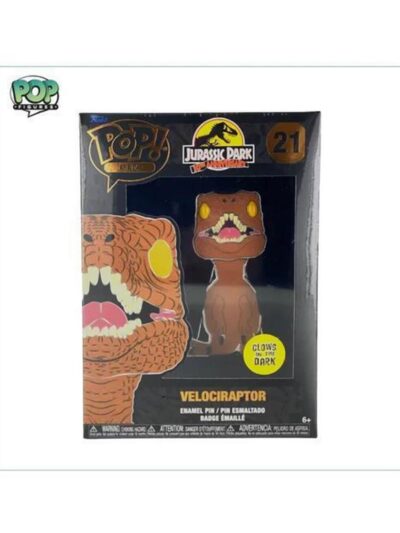 Funko Pop! Jurassic Park 30th Anniversary - Velociraptor (Glows in the Dark) Large Enamel Pin