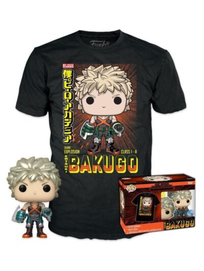 Funko Pop! & Tees (Adult): My Hero Academia - Katsuki Bakugo (Metallic) (Special Edition) Vinyl Figure & T-Shirt (L)