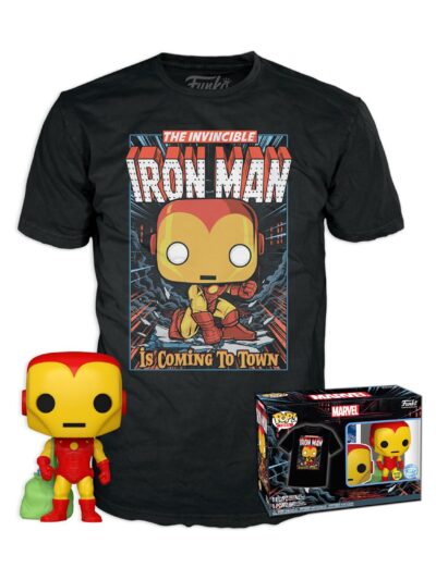 Funko Pop! & Tee (Adult): Marvel - Holiday Iron Man (Glows in the Dark) Vinyl Figure & T-Shirt (L)