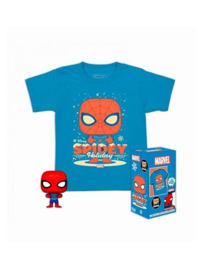 Funko Pocket Pop! & Tee (Child): Marvel - Holiday Spiderman Vinyl Figure & T-Shirt (XL)