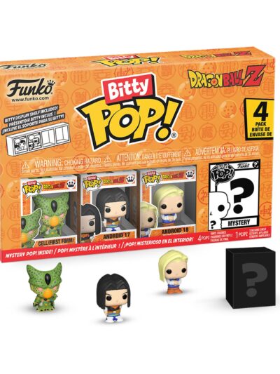 Funko Bitty Pop! 4-Pack: Dragon Ball Z- Cell (First Form), Android 17, Android 18, Mystery Pop! Vinyl Figures