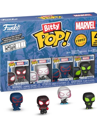 Funko Bitty Pop! 4-Pack: Spider-Man - Miles Morales, Ghost-Spider, Spider-Man 2099, Spider-Man Stealth Suit Vinyl Figures