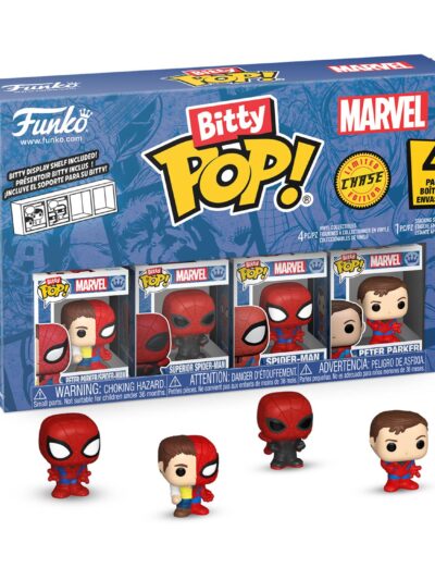 Funko Bitty Pop! 4-Pack: Spider-Man - Peter Parker - Spider-Man, Superior Spider-Man, Spider-Man, Peter Parker Vinyl Figures
